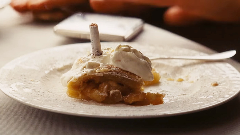 cigarette put out in apple strudel