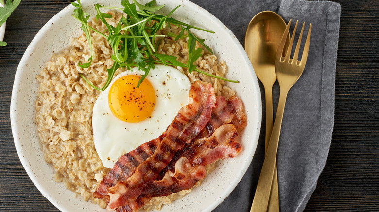 Bacon eggs and oats