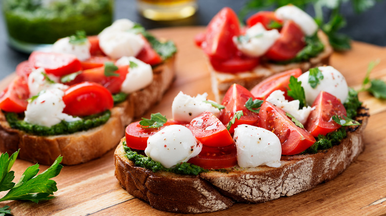 bruschetta with tomatoes and mozzarella