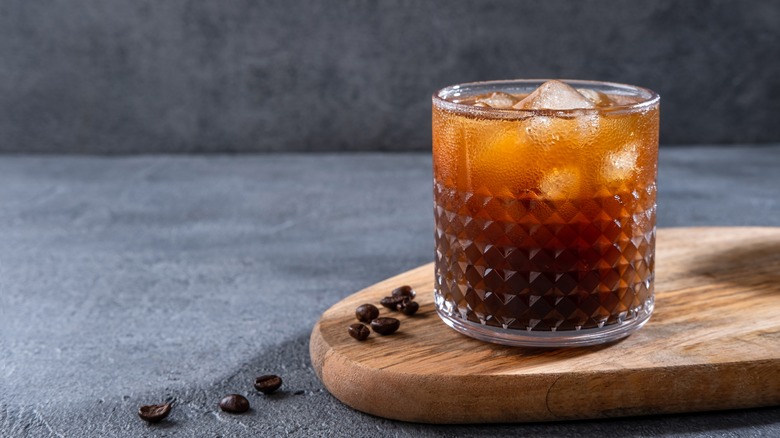 Espresso tonic in a short rocks glass