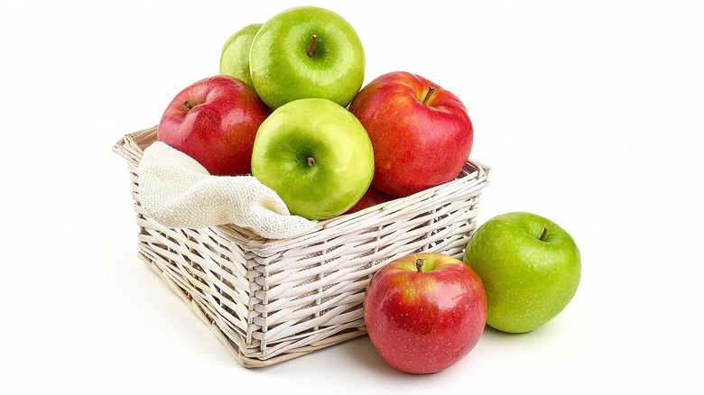 Basket of green and red apples