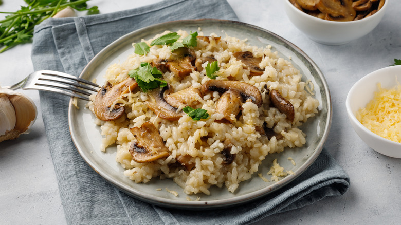 Mushroom risotto in a plate