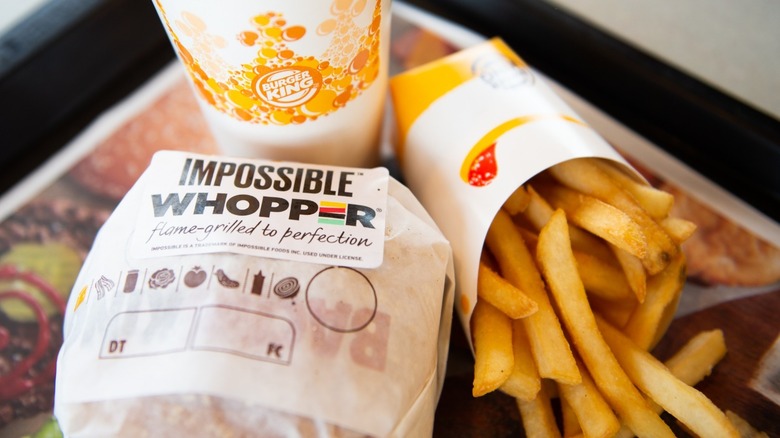 Impossible Whopper and fries with drink