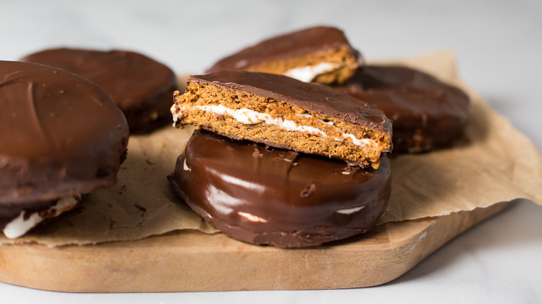 MoonPies stacked on board