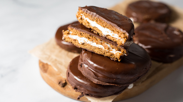 MoonPies stacked on board