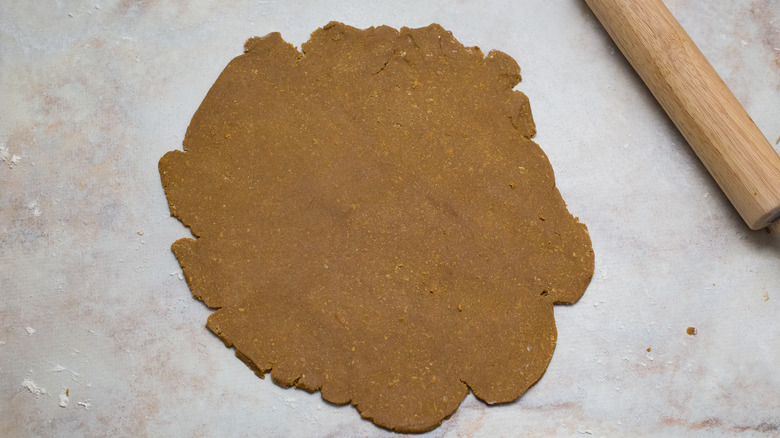 rolled out dough on table