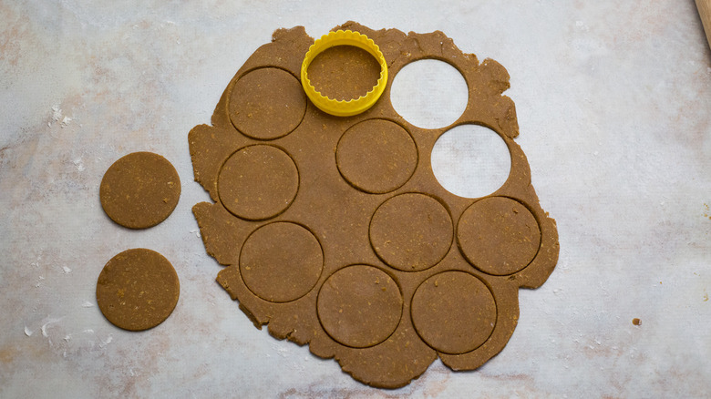 rolled out dough on table