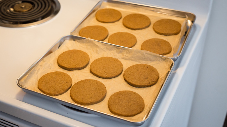 baked cookies in stovetop pans