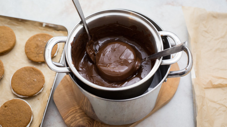 cookie dipped in melted chocolate