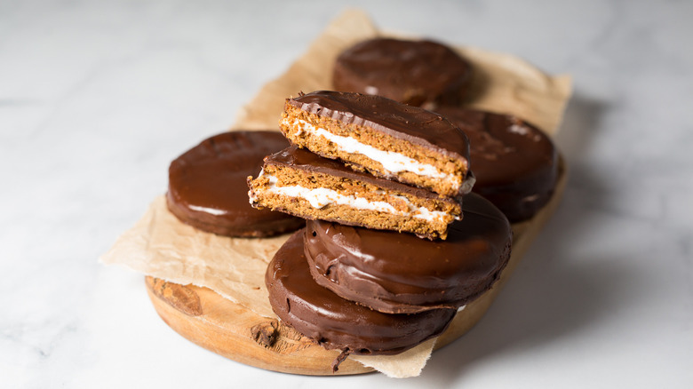 MoonPies stacked on board