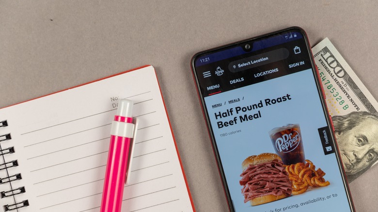 Arby's mobile website and money
