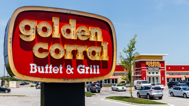 golden corral sign and building