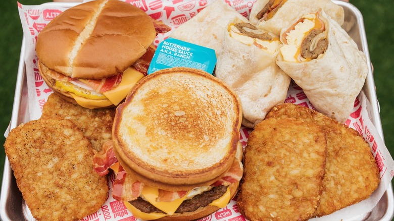 breakfast menu items from Jack in the Box