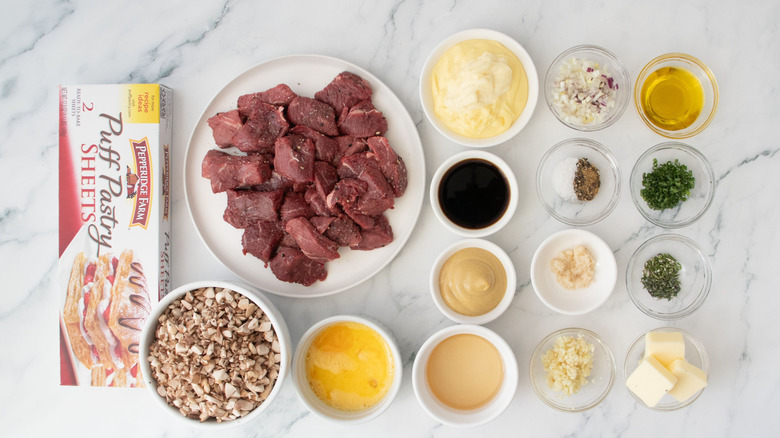 Ingredients for beef Wellington bites