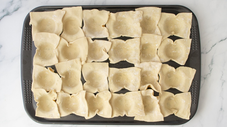 Pastry sheets pressed into muffin tin