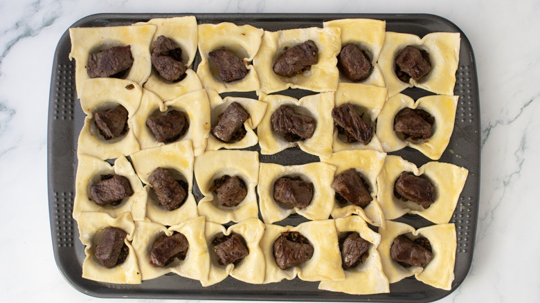 Beef pastry bites in muffin tin