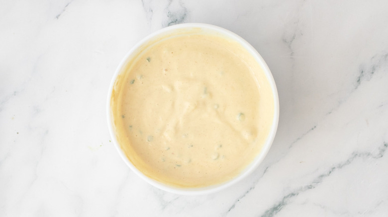 Creamy Dijon dip in bowl