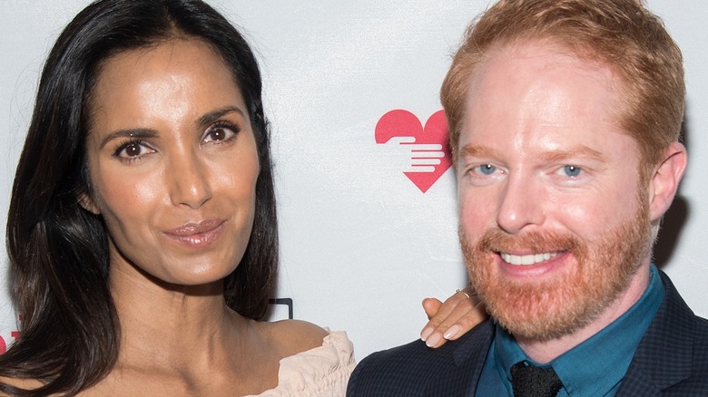 Padma Lakshmi and Jesse Tyler Ferguson smiling 