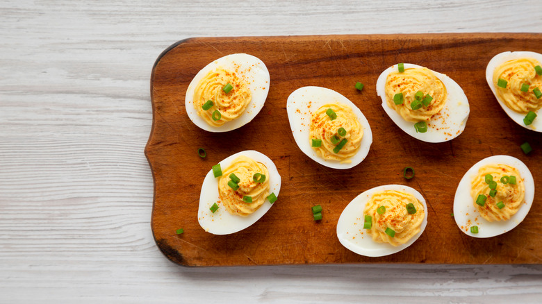 Deviled eggs stock photo