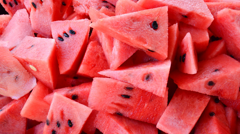 cut watermelon with seeds