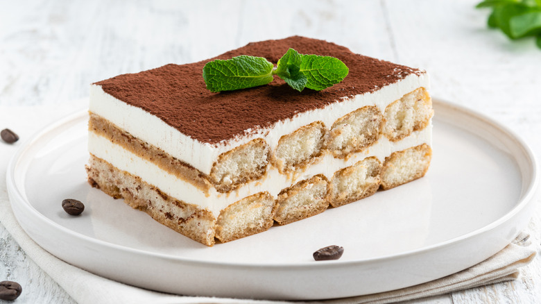 A tiramisu dish