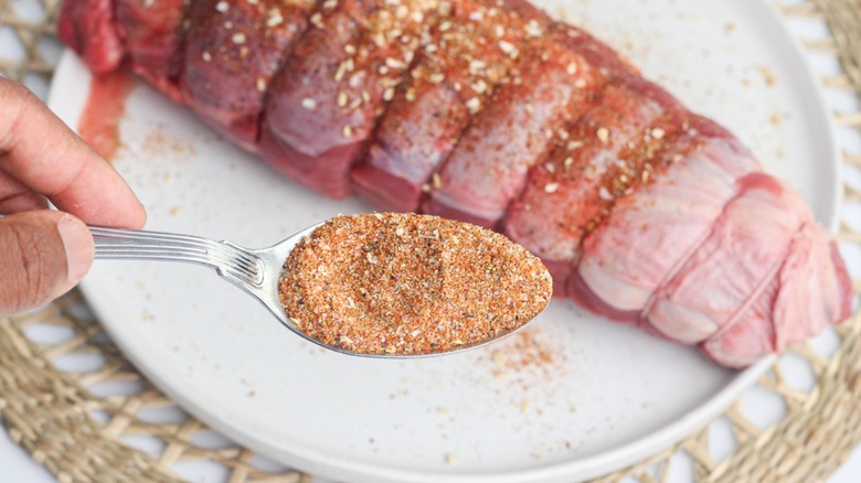 brisket spice rub on spoon