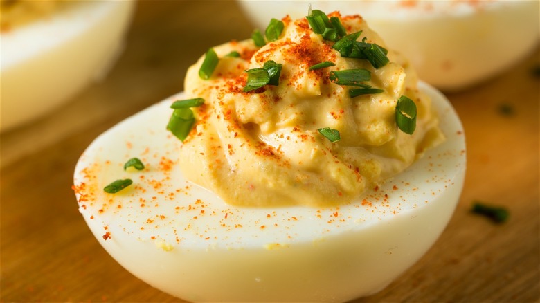 deviled egg with garnish