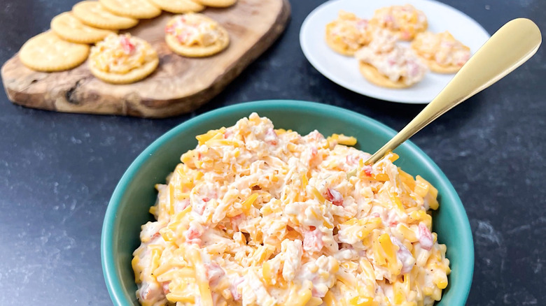 Pimento cheese spread with crackers