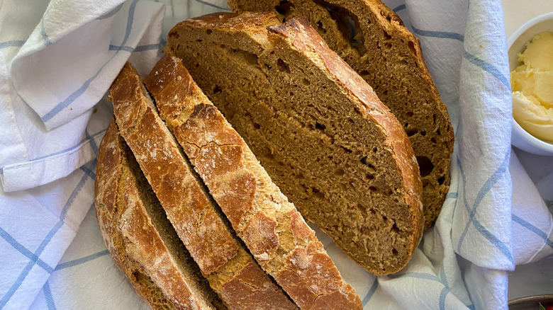 Whole-wheat Bread loaf with slices