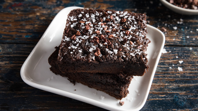 Brownie with sea salt flakes