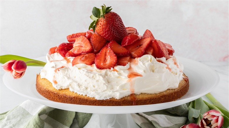 Cake with whipped cream strawberries