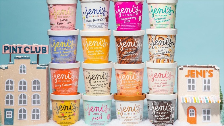 Jeni's ice cream pints stacked