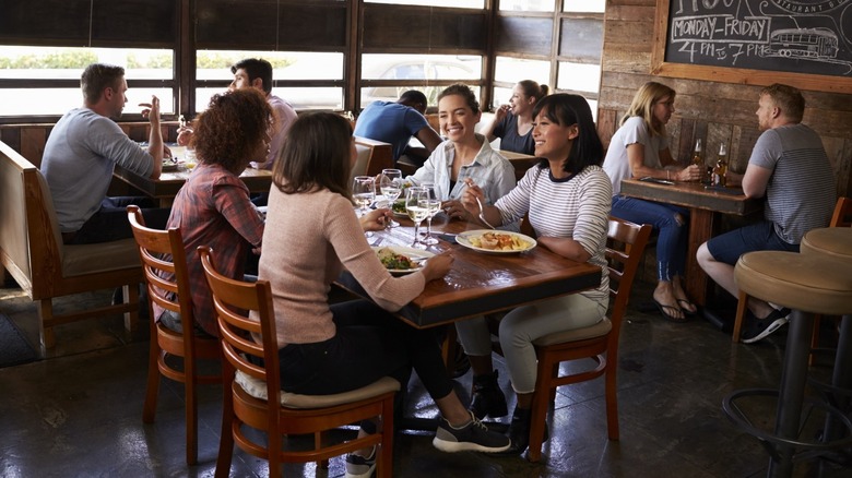 People dining out at restaurant