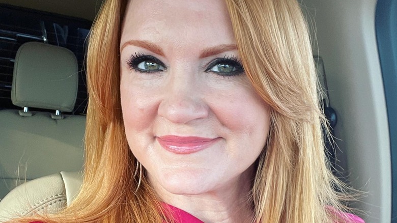 Ree Drummond smiling in car selfie with hair down