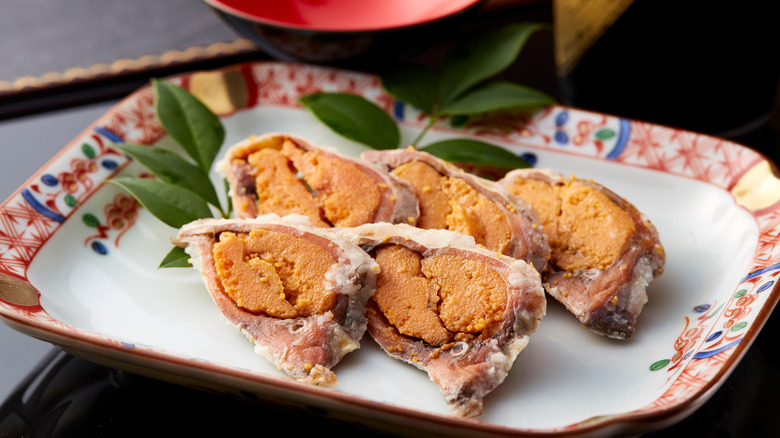 Aged sushi on a plate