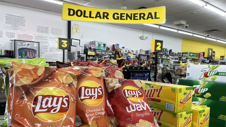 lays potato chips on shelves at dollar general