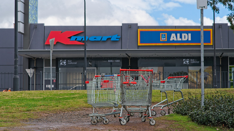 empty aldi karts outside kmart