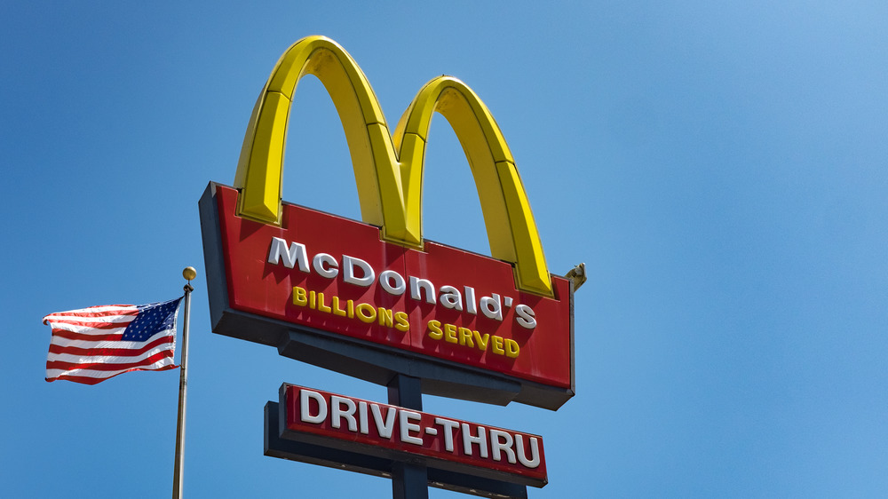 McDonald's sign with flag