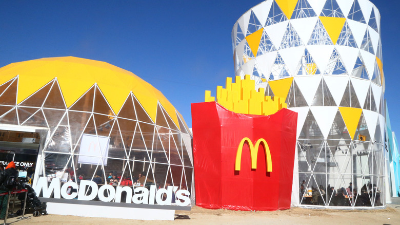 Oversized McDonald's fry container outside building at 2018 Olympics