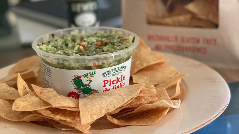 Grillo's Pickle de Gallo salsa surrounded by chips