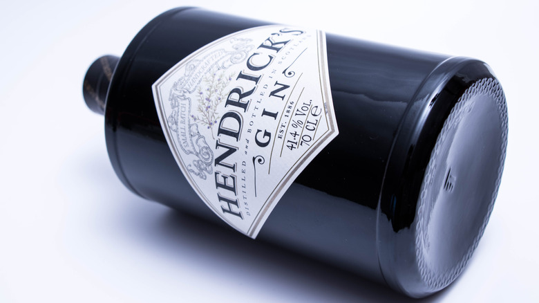 Hendrick's gin bottle on its side