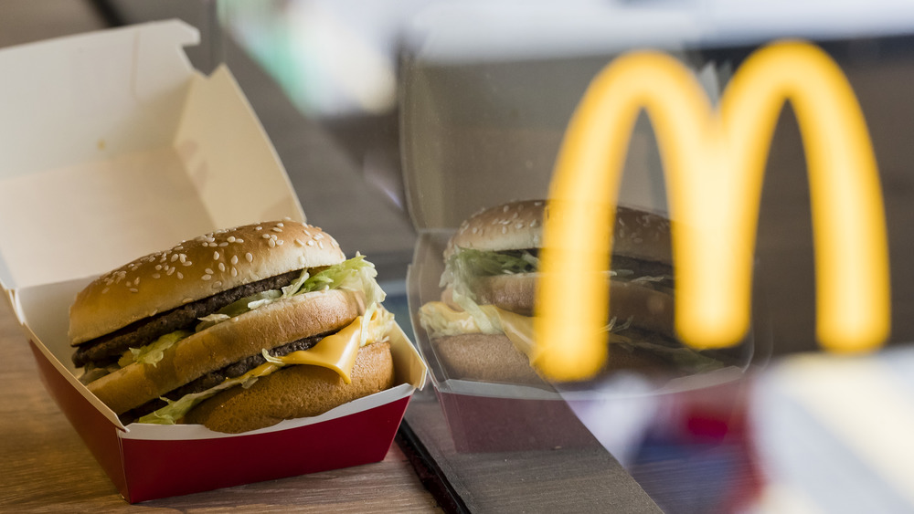 McDonald's Big Mac in a box by a window