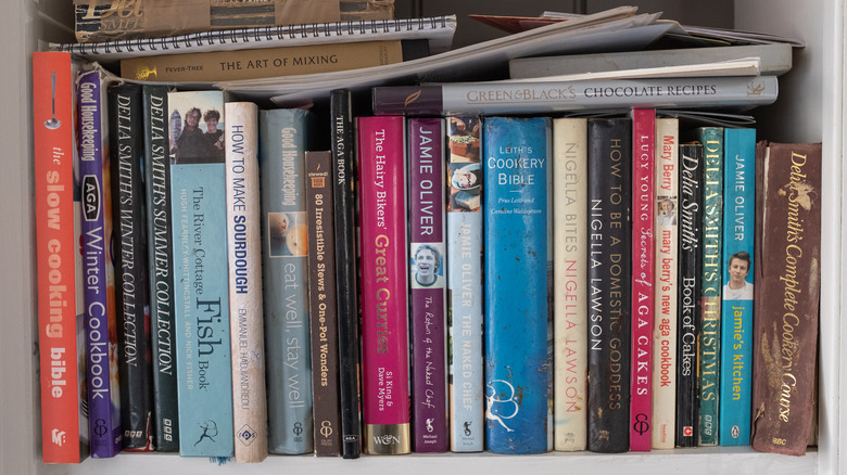 Cookbooks on shelf