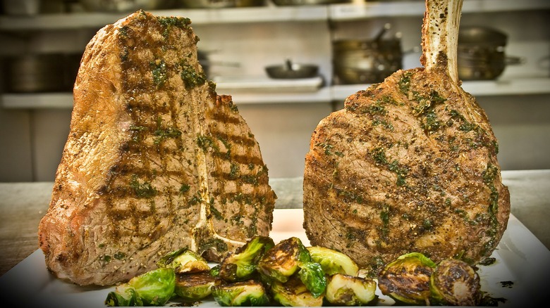 Red the Steakhouse steaks with brussels sprouts