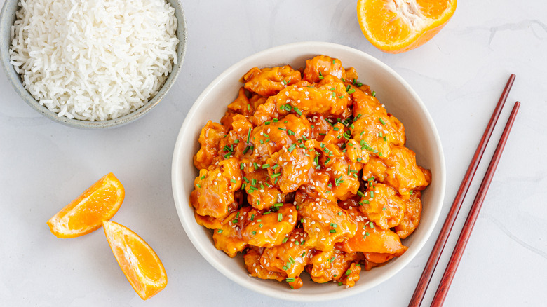 orange chicken and rice