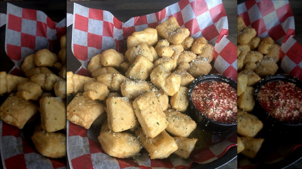 Beer nuggets with marinara sauce and parmesan 