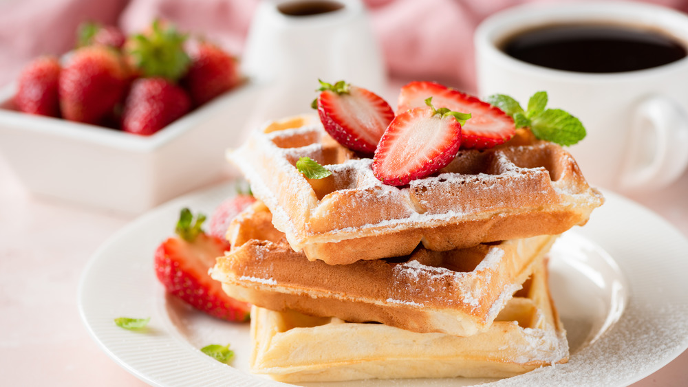 Belgian Brussels waffle with strawberries