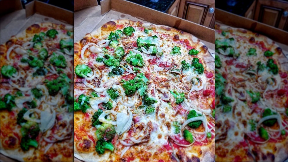 A delicious Bertucci's pizza with toppings