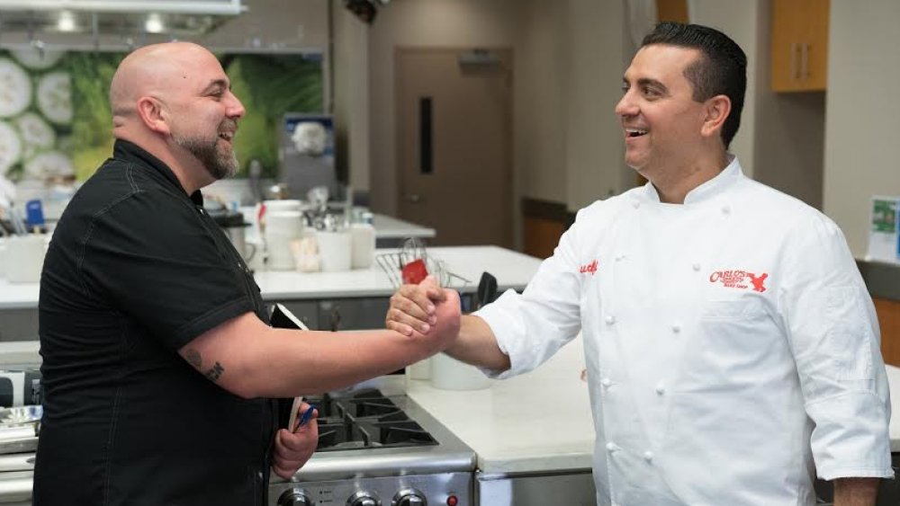 Duff and Buddy congratulate each other on a job well done