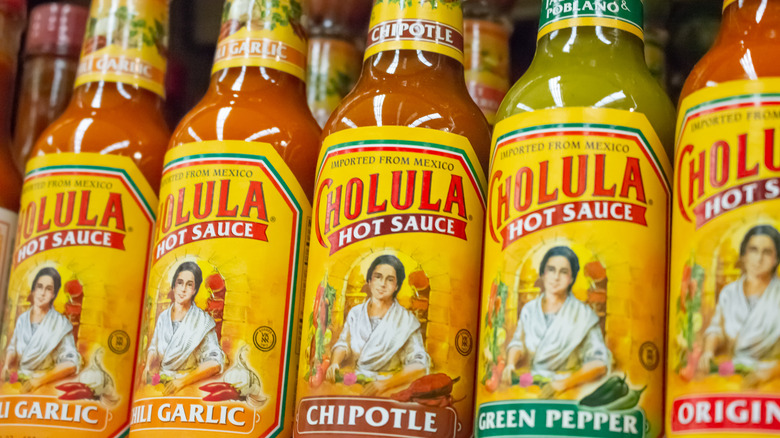 cholula hot sauce bottles close-up